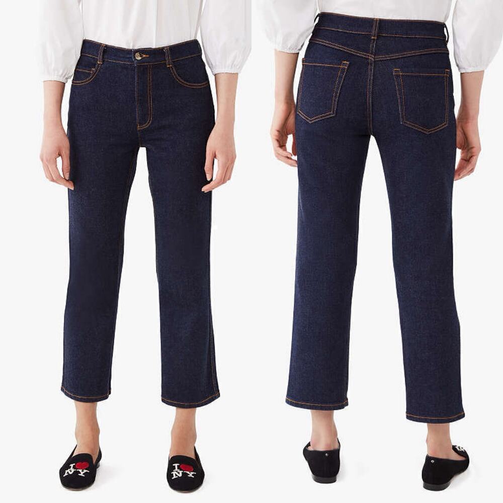 Kate Spade Denim Kick Flare Jeans Dark Wash Blue Size 24 Cropped Length